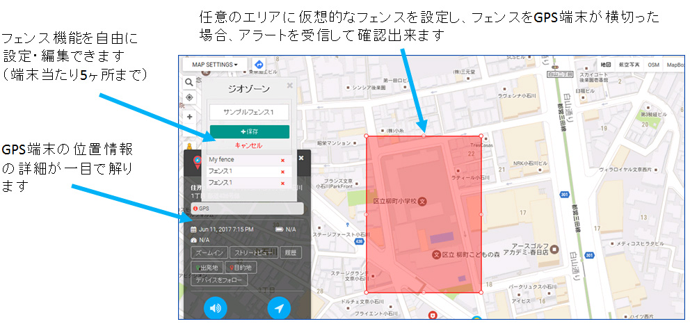 トラッキモ フェンス機能